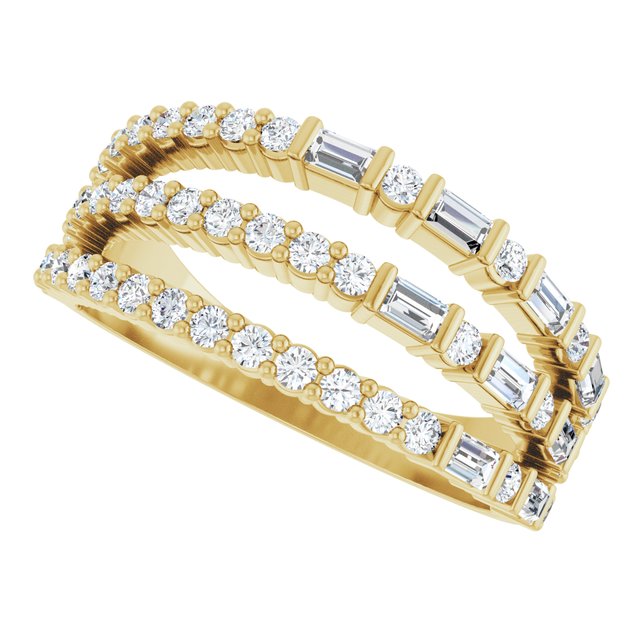 14K Yellow 7/8 CTW Diamond Stacked Ring